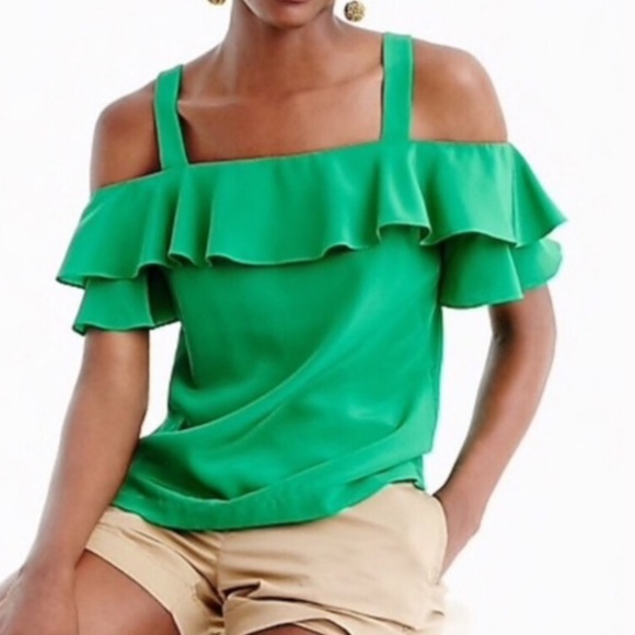 J.Crew cold shoulder silk top, size 8; new - Picture 6 of 7